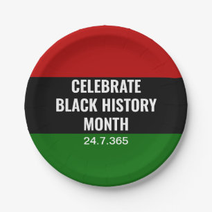 BLACK HISTORY MONTH Celebrate Red Black Green Paper Plate