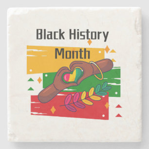 Black History Month Celebrating Rise Together Stone Coaster