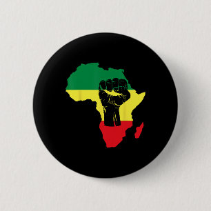 Black History Month Celebration African Map Fist 6 Cm Round Badge