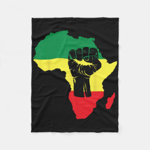 Black History Month Celebration African Map Fist Fleece Blanket