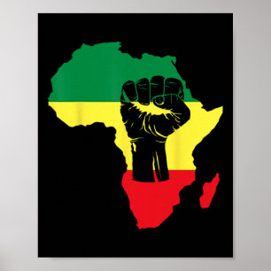Black History Month Celebration African Map Fist  Poster