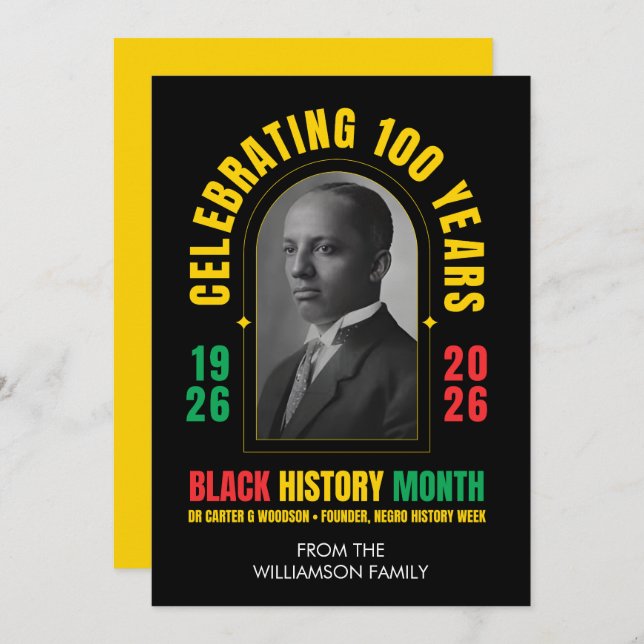 BLACK HISTORY MONTH CENTENNIAL 100 Years BHM Holiday Card (Front/Back)