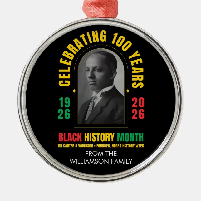 BLACK HISTORY MONTH CENTENNIAL 100 Years BHM Metal Tree Decoration (Front)
