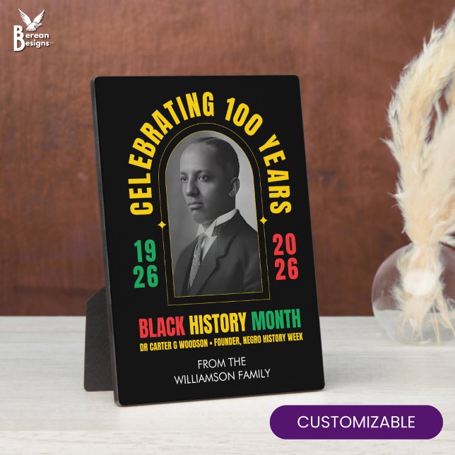 BLACK HISTORY MONTH CENTENNIAL 100 Years Souvenir Plaque (Black History Month Centennial souvenir plaque with personalization.)