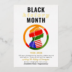Black History Month Centennial Formal Patriotic Foil Holiday Card