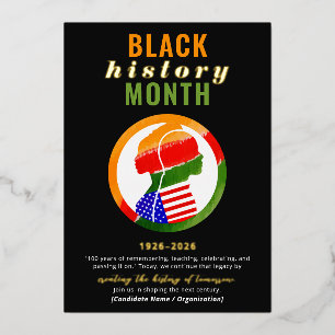 Black History Month Centennial Formal Patriotic Foil Holiday Card