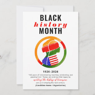 Black History Month Centennial Formal Patriotic Holiday Card