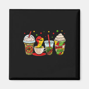 Black History Month Coffee Cup Latte Kente Dashiki Magnet
