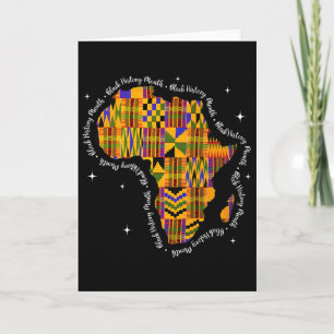 Black History Month Colorful Africa Map Kente Afri Card