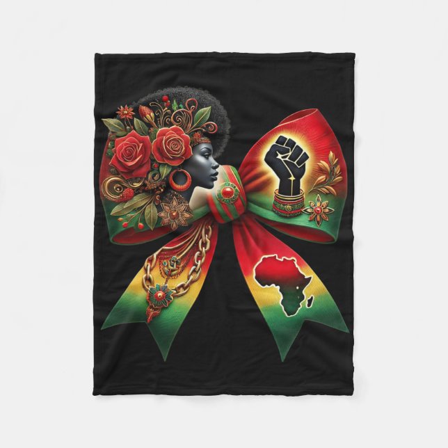 Black History Month Coquette  Fleece Blanket (Front)