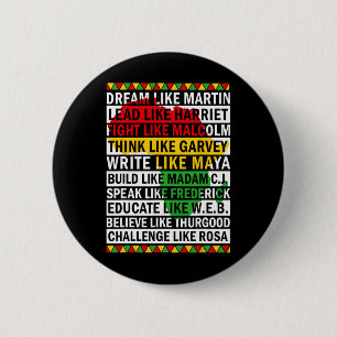 Black History Month Dream Like African Leader Men  6 Cm Round Badge