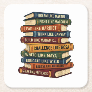 Black History Month Dream Square Paper Coaster