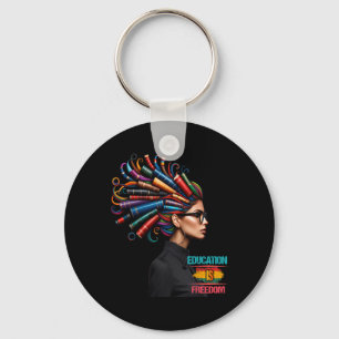 Black History Month Education Is Freedom Black Tea Key Ring