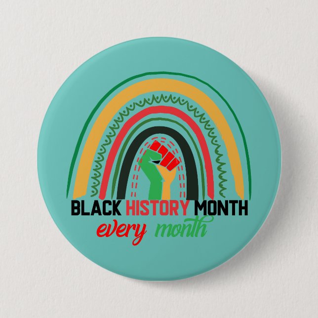 Black History Month Every Month Patriotic African  7.5 Cm Round Badge (Front)