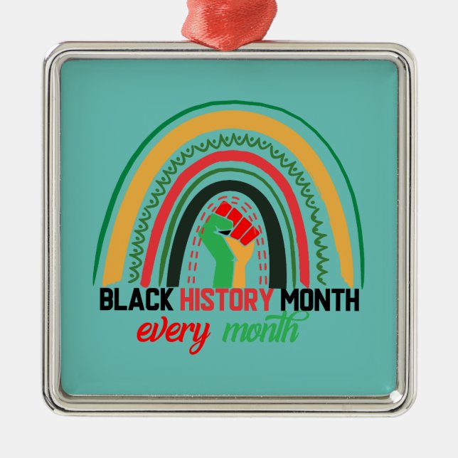 Black History Month Every Month Patriotic African  Metal Tree Decoration (Front)