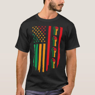Black History Month Fist American Flag Africa Colo T-Shirt