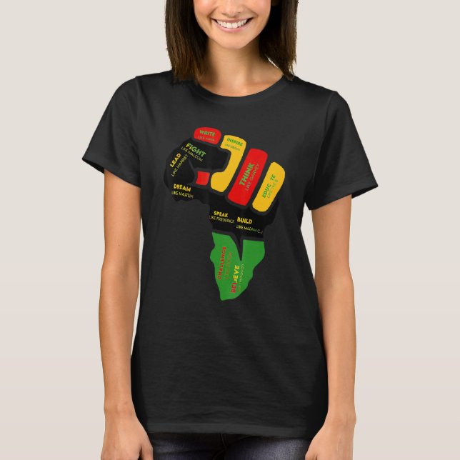 Black History Month Fist Black Power African Women T-Shirt (Front)