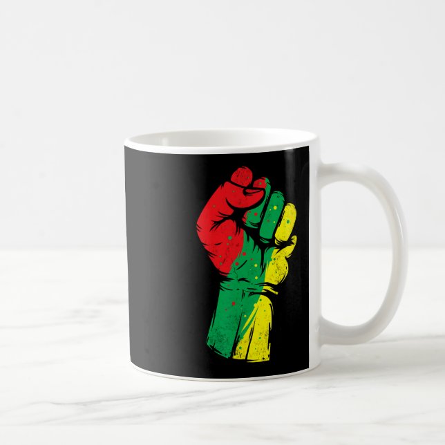 Black History Month Fist Black Power Women Men Kid Coffee Mug (Right)