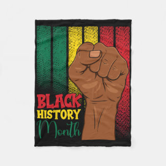 Black History Month Fist Hands In African Flag Col Fleece Blanket