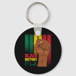Black History Month Fist Hands In African Flag Col Key Ring