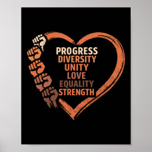 Black History Month Fists Diversity Equity Melanin Poster