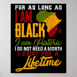 Black History Month For As Long As I Am Black I Am Poster