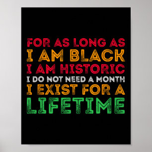 Black History Month For As Long As I Am Black I Am Poster