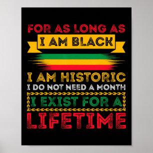 Black History Month For As Long As I Am Black I Am Poster