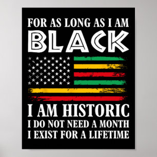 Black History Month For As Long As I Am Black I Am Poster