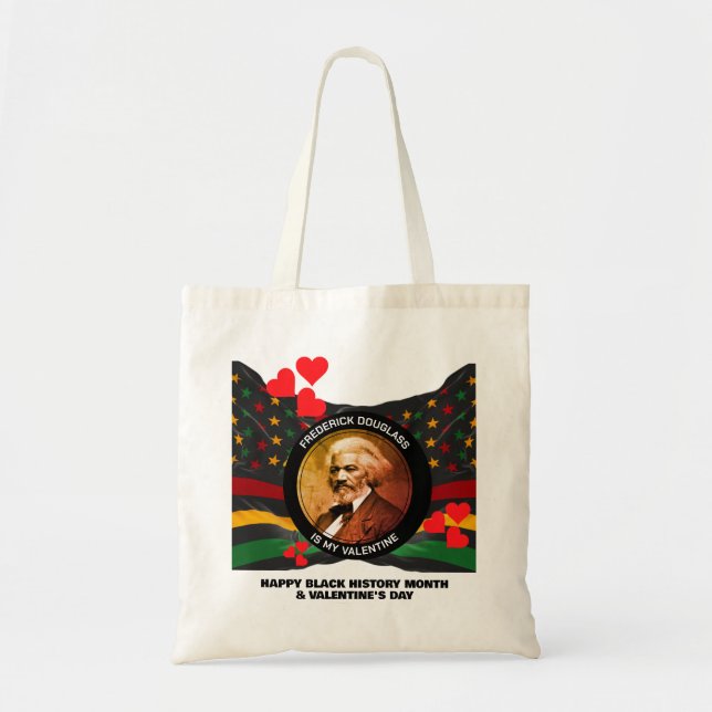Black History Month FREDERICK DOUGLASS Valentine Tote Bag (Front)
