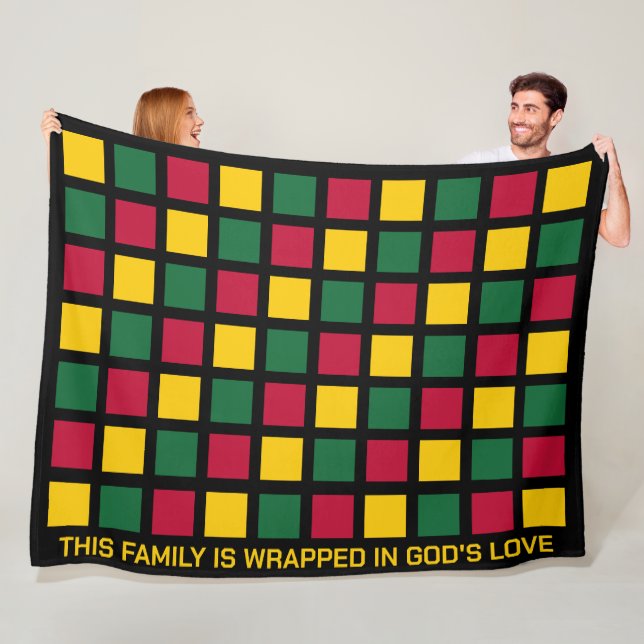 Black History Month Geometric Squares Family Fleece Blanket (In Situ)