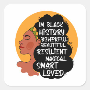 Black History Month , gift,2024,African Woman, Square Sticker