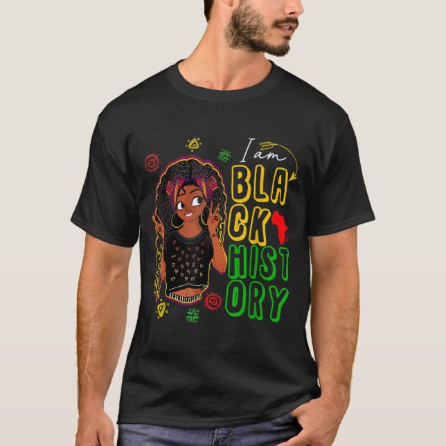 Black History Month Girls African Woman Afro Ameri T-Shirt (Front)