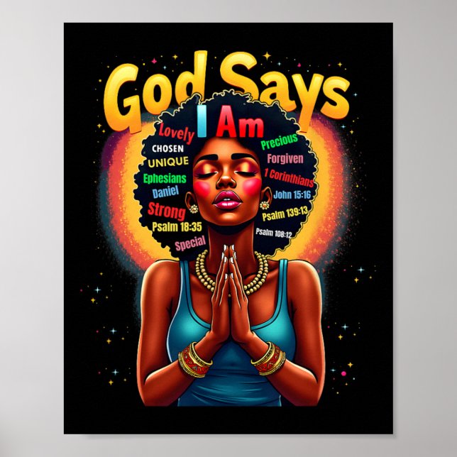 Black History Month God Says I Am Juneteenth Stron Poster (Front)
