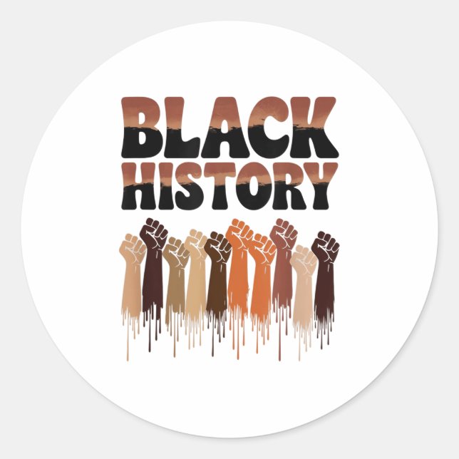 Black History Month Hands Symbol Afro Motivation  Classic Round Sticker (Front)