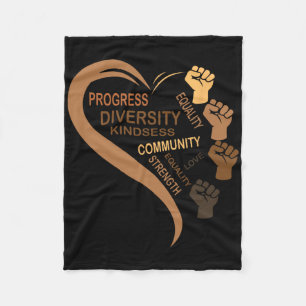 Black History Month Heart Blackity Love Melanin Af Fleece Blanket