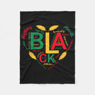 Black History Month Heart Shaped Inspirational Men Fleece Blanket