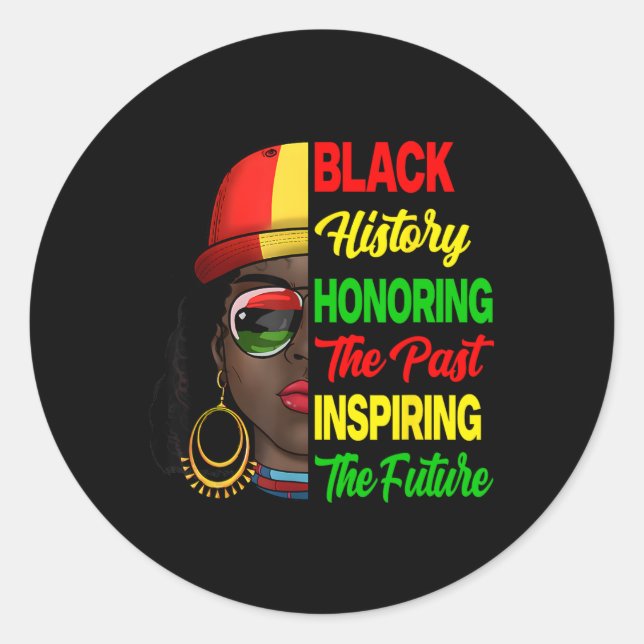 Black History Month Honoring Past Inspiring Future Classic Round Sticker (Front)