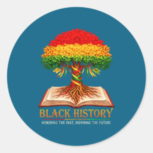 Black history month honouring past inspiring futur classic round sticker