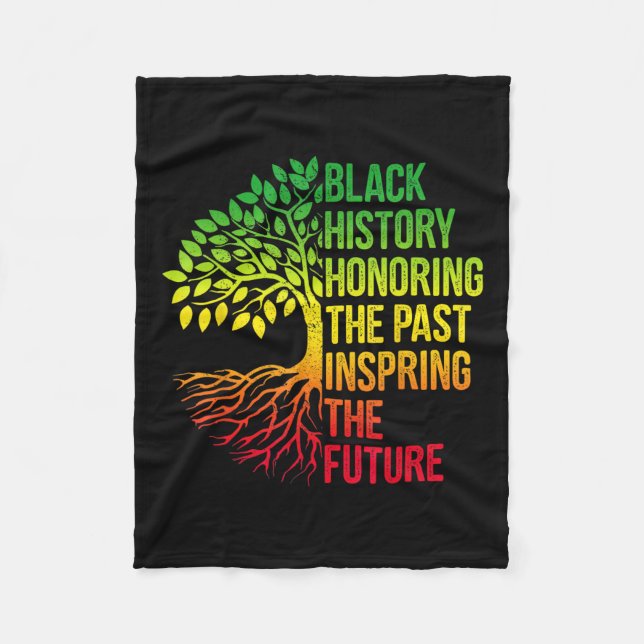Black History Month Honouring Past Inspiring Futur Fleece Blanket (Front)