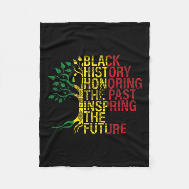 Black History Month Honouring Past Inspiring Futur Fleece Blanket (Front)