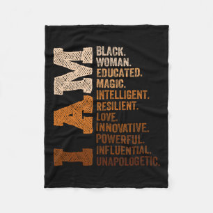 Black History Month I Am Black Woman Juneteenth Fleece Blanket