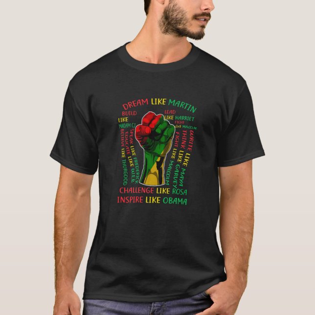 Black History Month Inspirational Leaders Power Fi T-Shirt (Front)