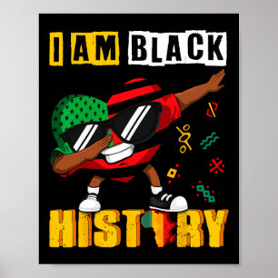 Black History Month Kids Men Boys Dabbing Heart Af Poster