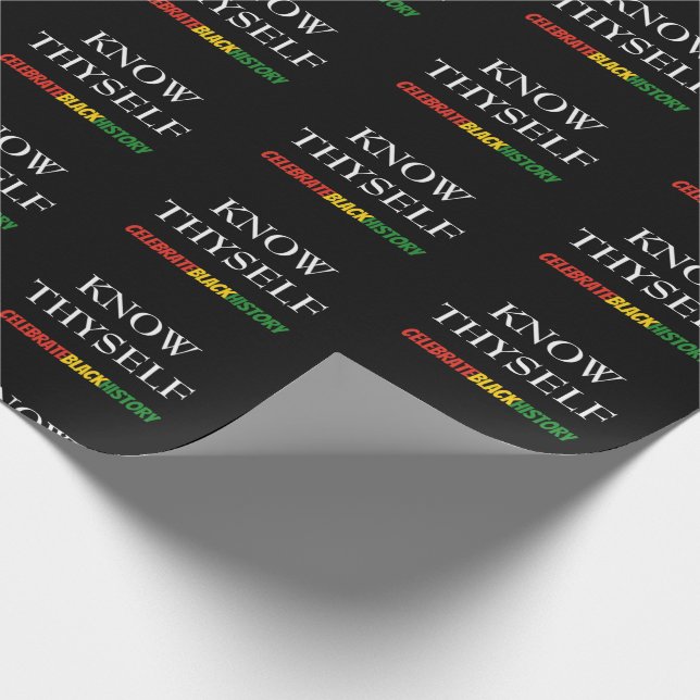 Black History Month KNOW THYSELF BHM Motivational Wrapping Paper (Corner)