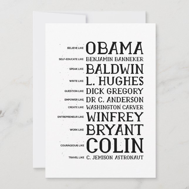 black history month legends icons invitation (Front)