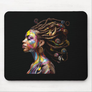 Black History Month Loc'd Hair Art Black Queen Afr Mouse Mat