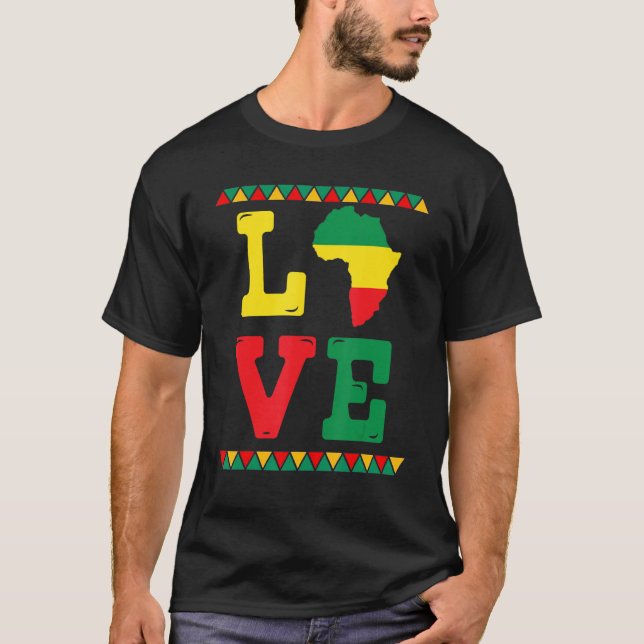 Black History Month Love Africa African American M T-Shirt (Front)