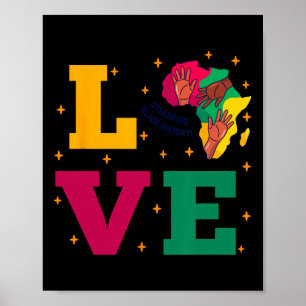Black History Month Love African Map Women Men Kid Poster