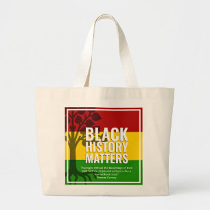 Black History Month MARCUS GARVEY BHM Quote Large Tote Bag